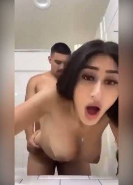 teen has her back blown out in the bathroom